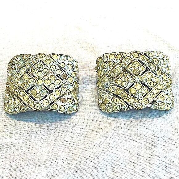 Signed Holfast Pat App Rhinestone ShoeClip Buckles - Picture 1 of 3